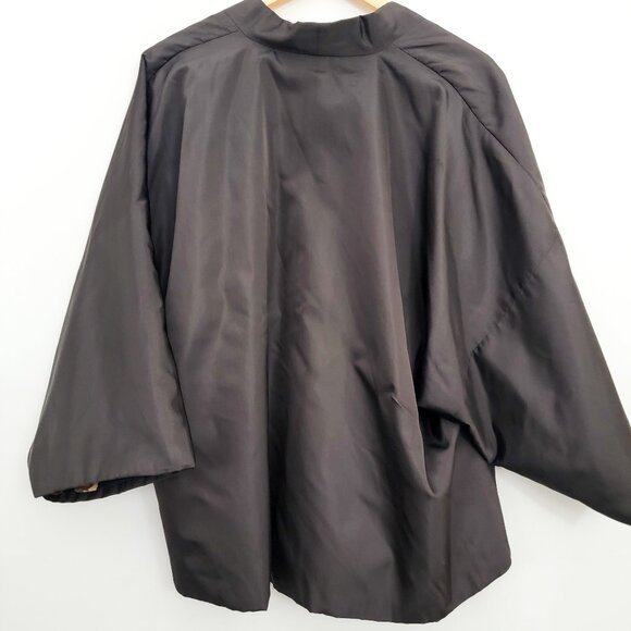 Eskandar Brown Silk Floral Kimono 1 - Picture 4 of 11